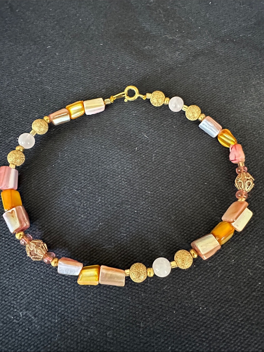 Gold and Rose Beaded Women's Anklet